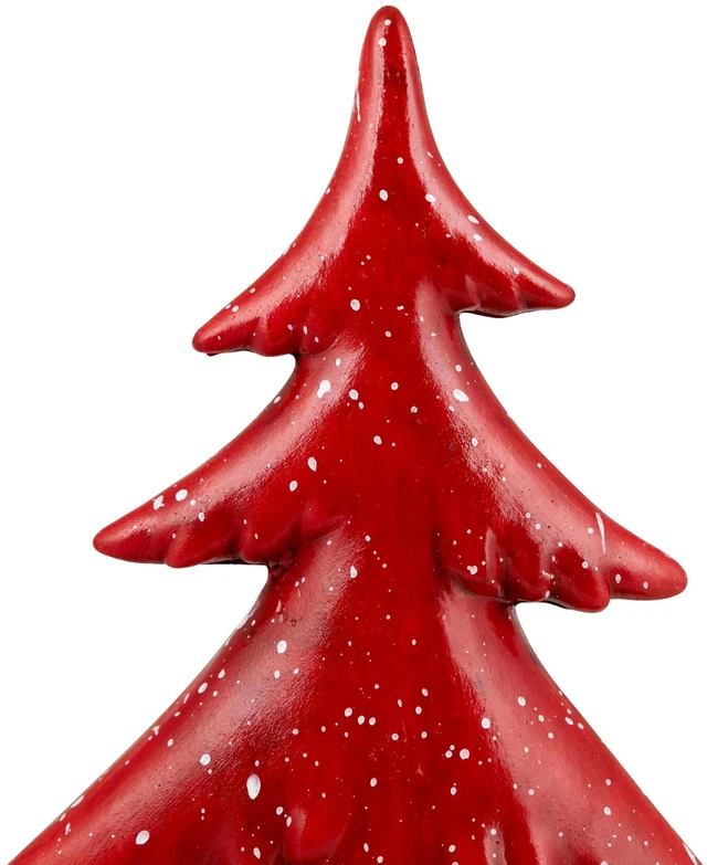 Alt view image 3 of 7 - 10" Red Shiny Christmas Tree with Snowy Accents Tabletop Decoration