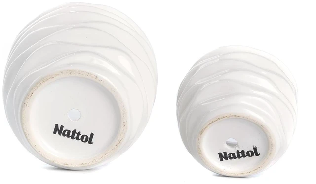 Alt view image 5 of 6 - K-Cliffs White Ceramic Pots Set of 2, Modern Design Waving, Small Pot 3.9in Dia x 2.9in H (Opening 3.3in), Large Pot 5.1in Dia x 4.1in H (Opening 4.4in)