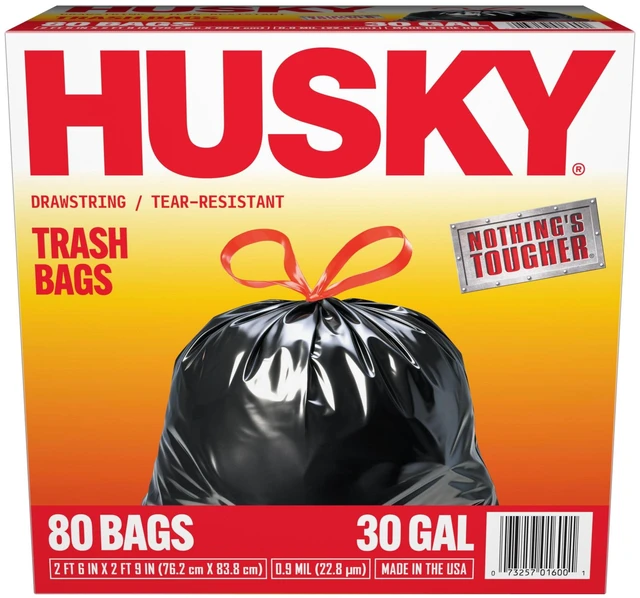 Alt view image 6 of 6 - Husky 30 Gallon Drawstring Trash Bags, 80 Count