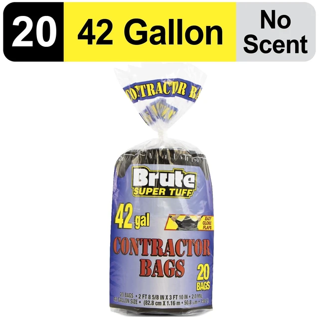 Alt view image 3 of 6 - Brute Super Tuff Contractor Bags 42 Gallon 20 Bags Flap Tie