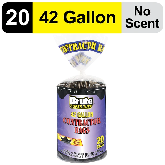 Alt view image 6 of 6 - Brute Super Tuff Contractor Bags 42 Gallon 20 Bags Flap Tie