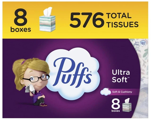 Main image of Puffs Ultra Soft Facial Tissues, 8 Cube Box, 72 Tissues per Box