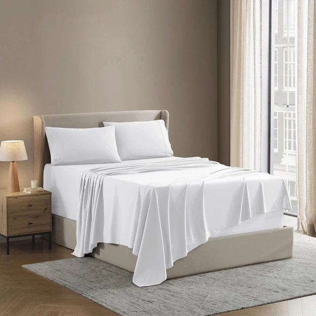 Alt view image 4 of 6 - Lammaloe Queen Sheet Set - 4 Piece Deep Pocket Luxury Soft Microfiber, Hotel Style, White