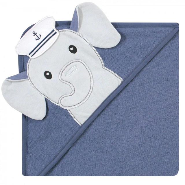 Alt view image 2 of 5 - Hudson Baby Cotton Towels, Sailor Elephant, 3 Count