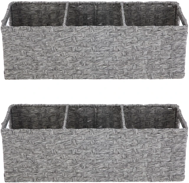 Alt view image 6 of 7 - Mainstays 3-Compartment Storage Basket Set with Handles, Gray, Set of 2