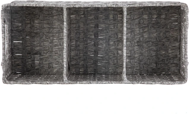 Alt view image 7 of 7 - Mainstays 3-Compartment Storage Basket Set with Handles, Gray, Set of 2