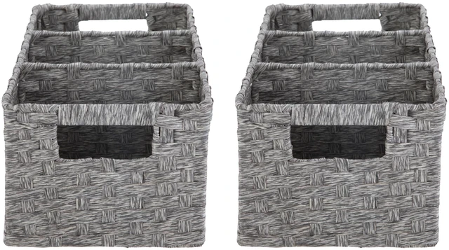 Alt view image 3 of 7 - Mainstays 3-Compartment Storage Basket Set with Handles, Gray, Set of 2