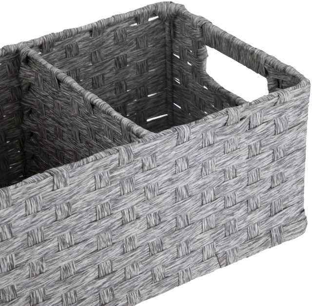 Alt view image 4 of 7 - Mainstays 3-Compartment Storage Basket Set with Handles, Gray, Set of 2