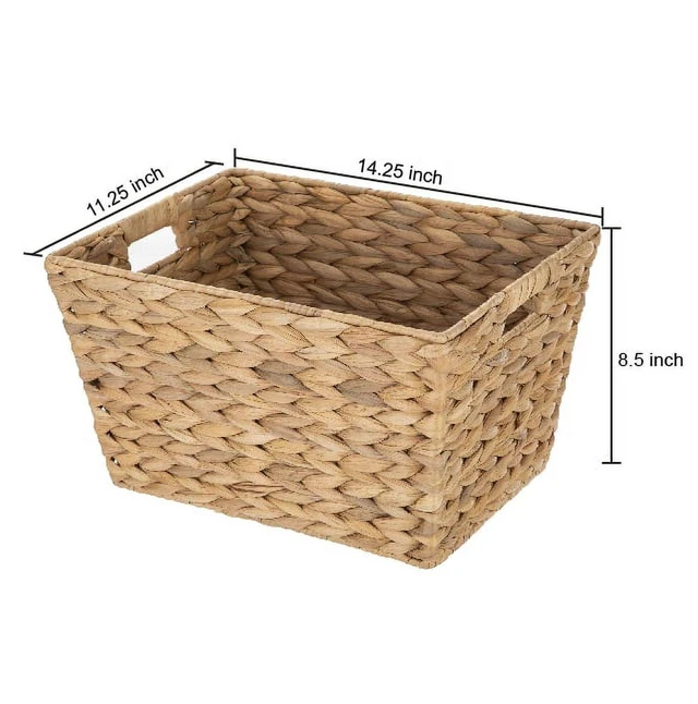 Alt view image 4 of 6 - Better Homes & Gardens 14in x 11in x 8.5in Large Water Hyacinth Decorative Storage Basket with Handles