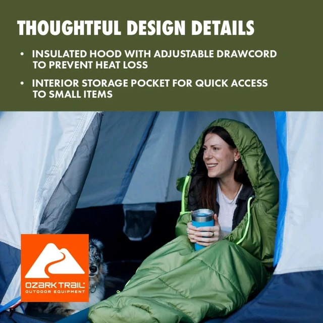 Alt view image 4 of 6 - Ozark Trail 50F Compact Mummy Adult Sleeping Bag, Green, 88.6in x 31.5in