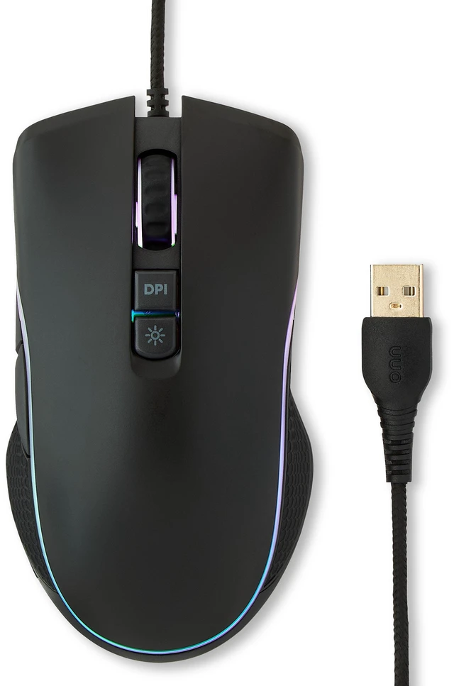 Main image of Onn Wired USB Gaming Mouse with Adjustable DPI, Backlit, 7-Button, Black