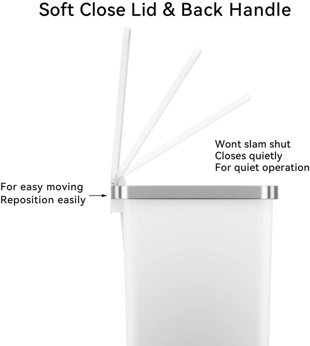 Alt view image 6 of 6 - Better Homes & Gardens 2.5 Gallon Step Trash Can with Soft-Close Lid, White