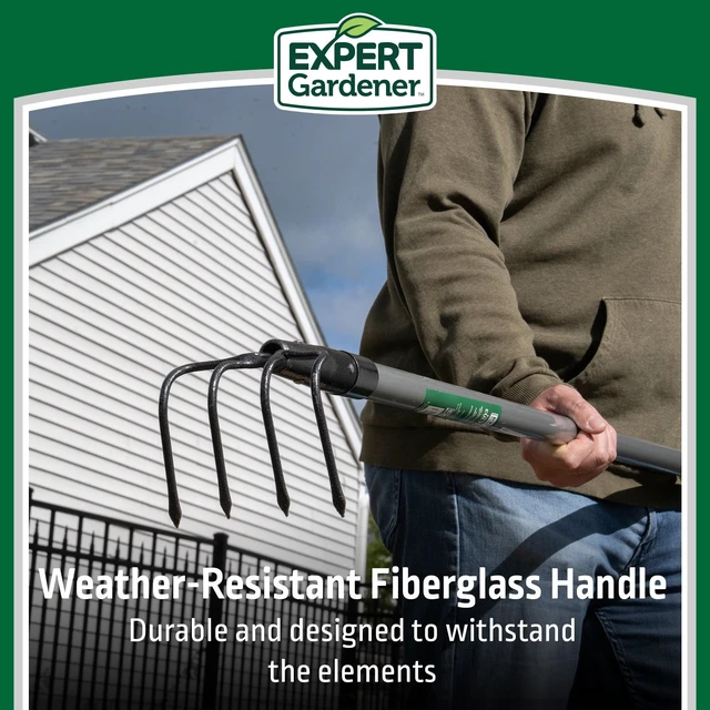 Alt view image 3 of 6 - Expert Gardener 4-Tine Cultivator, Fiberglass Long Handle, with Comfort End Grip