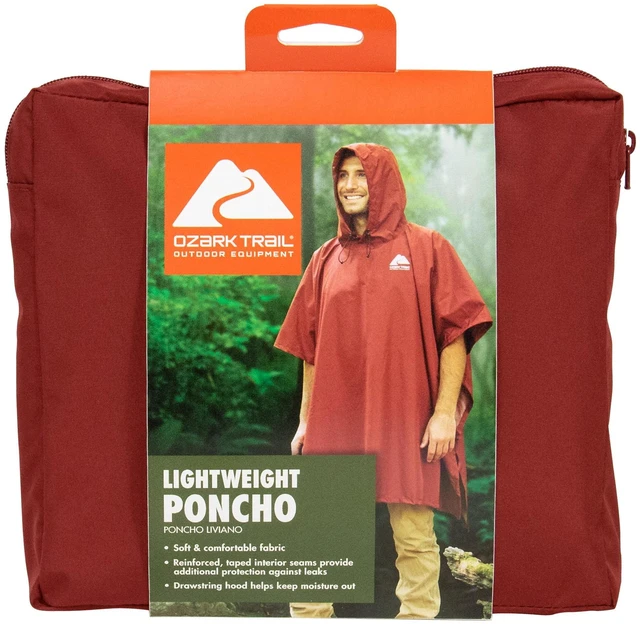 Main image of Ozark Trail Adult Lightweight Rain Poncho, Red, One Size, 1 Count