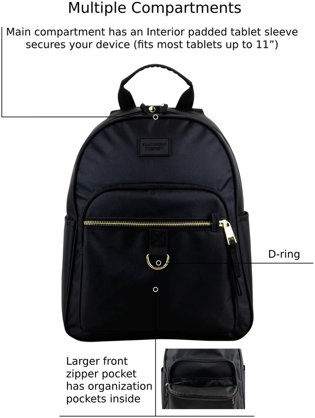 Alt view image 6 of 6 - Eastsport Lauren Mini Backpack, Black