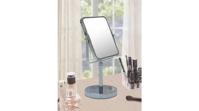 Alt view image 3 of 6 - Eden Bath Square Two Sided 5X Chrome Framed Freestanding Makeup / Shaving Mirror