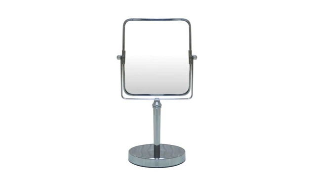 Alt view image 5 of 6 - Eden Bath Square Two Sided 5X Chrome Framed Freestanding Makeup / Shaving Mirror