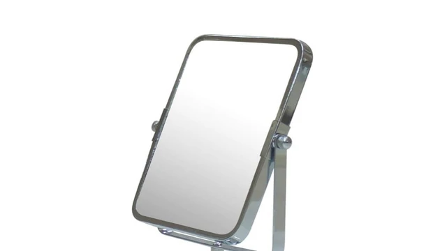 Alt view image 6 of 6 - Eden Bath Square Two Sided 5X Chrome Framed Freestanding Makeup / Shaving Mirror