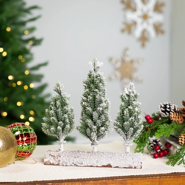 Main image of Northlight Real Touch Frosted Pine Tree Trio 8" Unlit Christmas Decoration