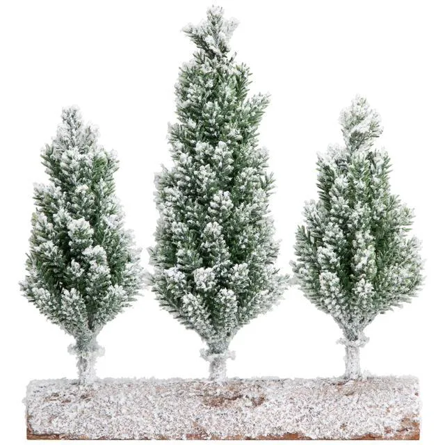 Alt view image 4 of 6 - Northlight Real Touch Frosted Pine Tree Trio 8" Unlit Christmas Decoration