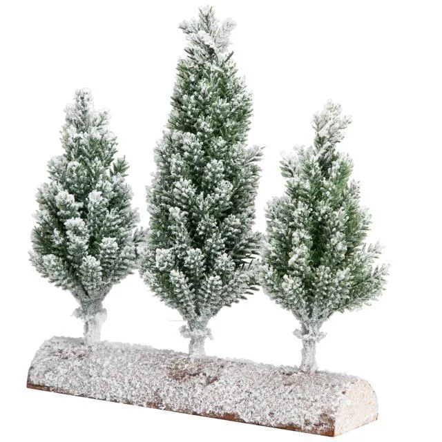 Alt view image 5 of 6 - Northlight Real Touch Frosted Pine Tree Trio 8" Unlit Christmas Decoration