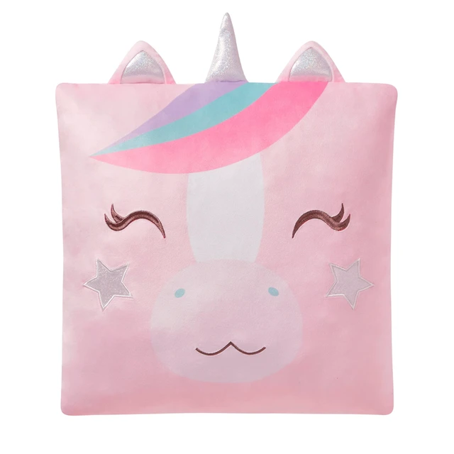 Alt view image 6 of 6 - Your Zone Snuggly Unicorn Decorative Pillow 18in x 18in Multicolor (2 Pack)