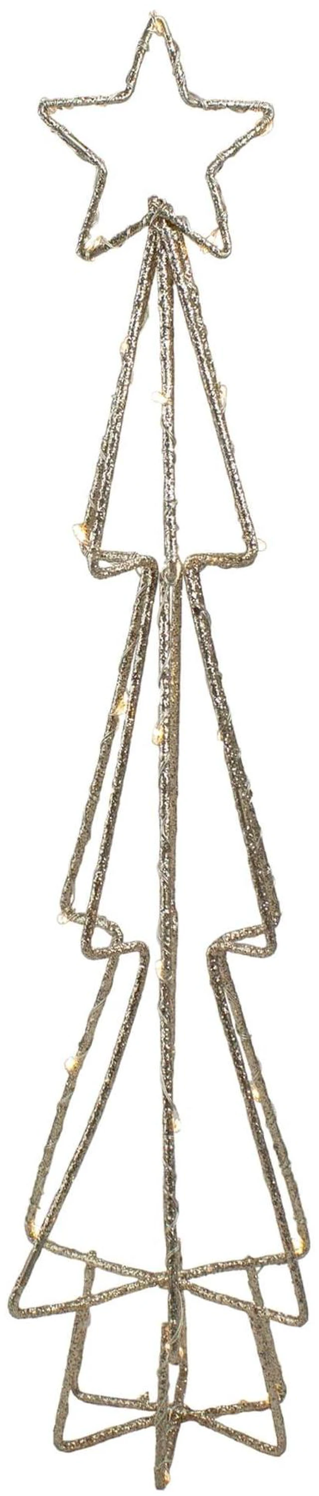 Main image of 5" Gold Glittered Wire LED Lighted B/O Christmas Cone Tree - Warm White Lights