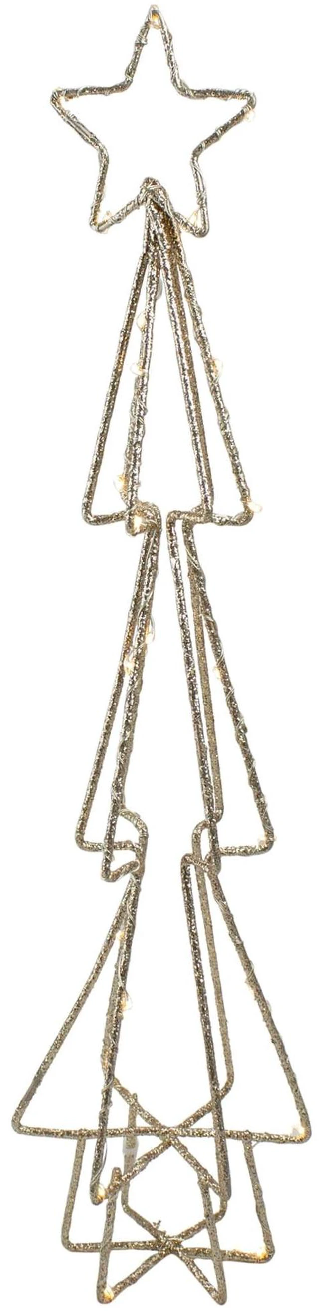 Alt view image 2 of 5 - 5" Gold Glittered Wire LED Lighted B/O Christmas Cone Tree - Warm White Lights
