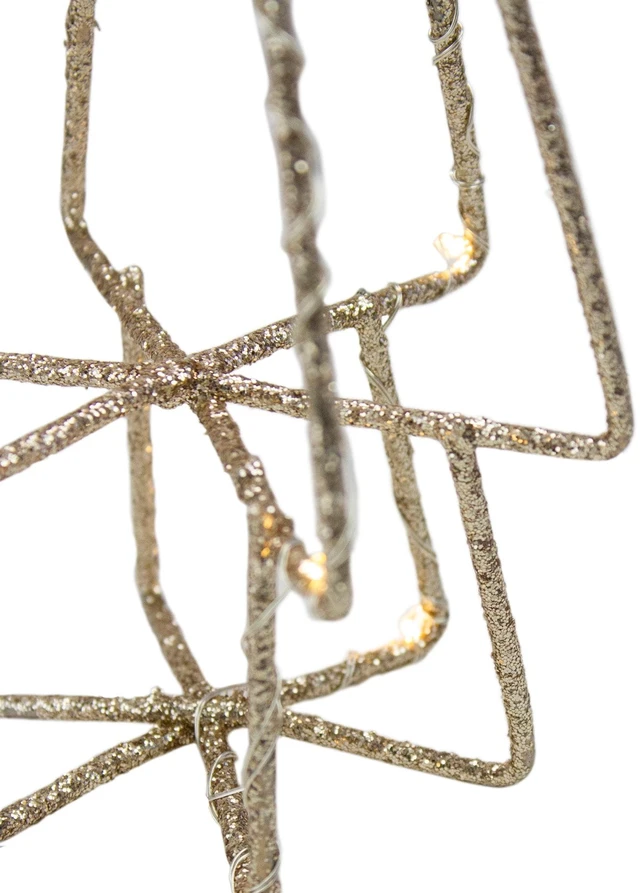 Alt view image 4 of 5 - 5" Gold Glittered Wire LED Lighted B/O Christmas Cone Tree - Warm White Lights
