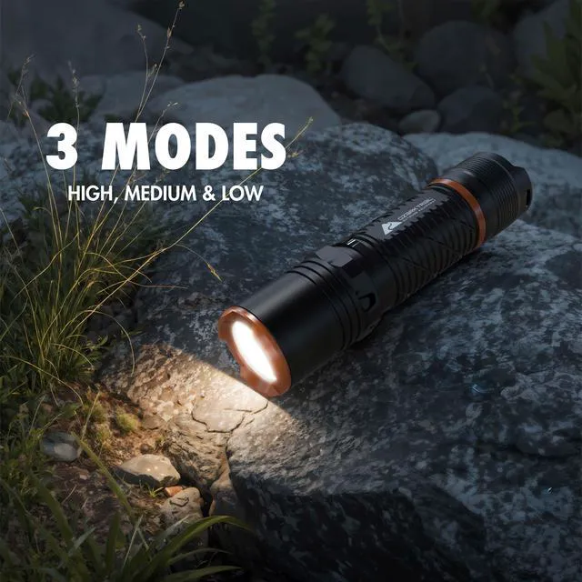 Alt view image 5 of 6 - Ozark Trail 1000 Lumens Rechargeable LED Flashlight, 4 Modes, IPX4 Water Resistant, Black