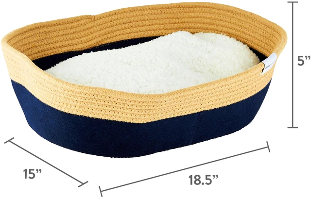 Alt view image 5 of 6 - Vibrant Life Oval Woven Felt Rope Cat Bed with Catnip, 19", Multicolored
