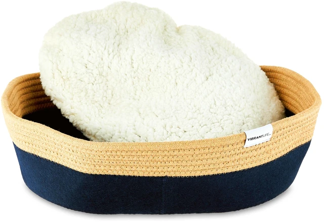 Alt view image 6 of 6 - Vibrant Life Oval Woven Felt Rope Cat Bed with Catnip, 19", Multicolored