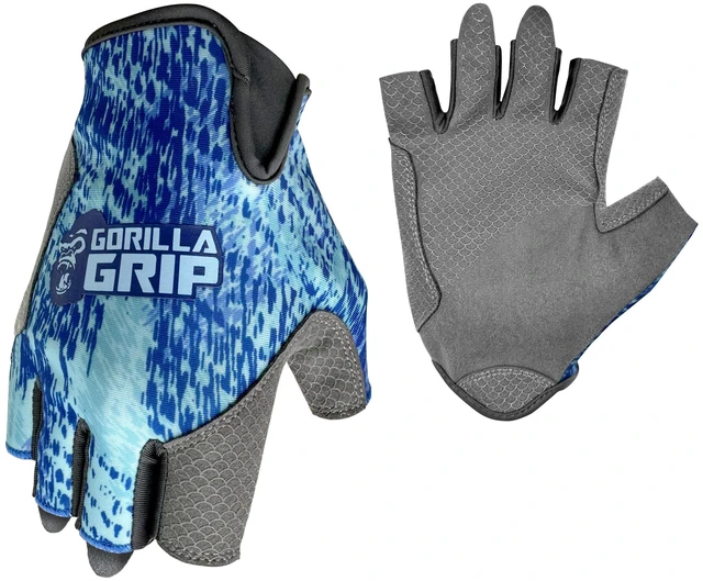 Main image of Gorilla Grip High Performance Fingerless Gloves, Blue Shatter, Heavy Duty Lycra, XL, Unisex, 1 Pair