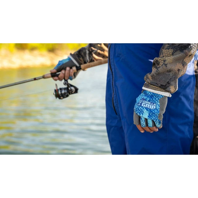 Alt view image 3 of 6 - Gorilla Grip High Performance Fingerless Gloves, Blue Shatter, Heavy Duty Lycra, XL, Unisex, 1 Pair