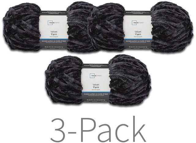 Main image of Mainstays Velvet Yarn 80yd Rich Black 100% Polyester Super Bulky Pack of 3