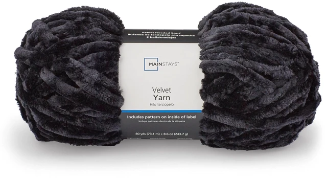 Alt view image 4 of 5 - Mainstays Velvet Yarn 80yd Rich Black 100% Polyester Super Bulky Pack of 3
