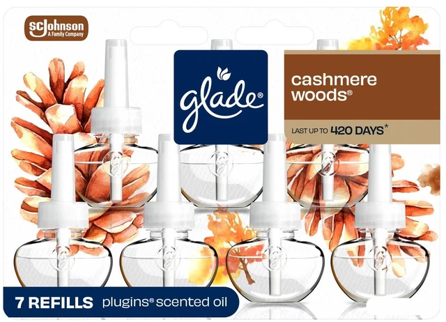 Main image of Glade PlugIns Air Freshener Refills, Cashmere Woods, 0.67 oz, 7 Refills, Infused with Essential Oils