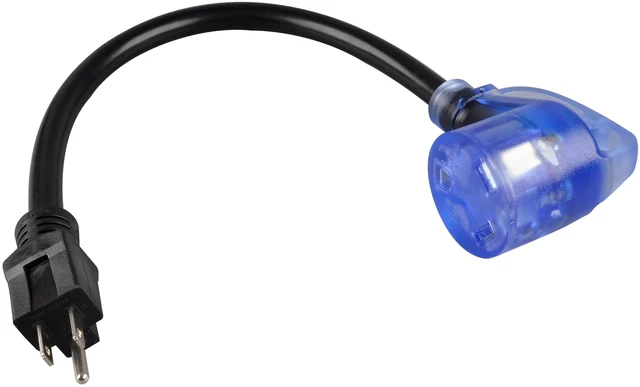 Alt view image 6 of 6 - Auto Drive 14/3 STW 15-30Amp Universal RV Adapter Extension Cord with Lighted End, 1.5ft, Black
