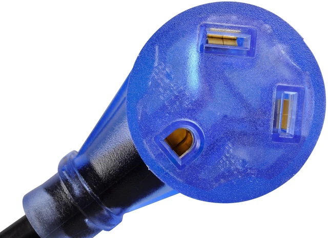 Alt view image 2 of 6 - Auto Drive 14/3 STW 15-30Amp Universal RV Adapter Extension Cord with Lighted End, 1.5ft, Black