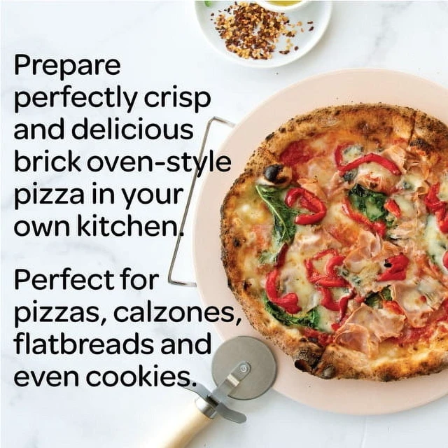 Alt view image 5 of 6 - Nordic Ware 2-Piece Pizza Bakeware Set with 13" Ceramic Pizza Stone and Steel Wire Holder