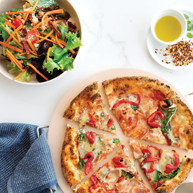 Alt view image 2 of 6 - Nordic Ware 2-Piece Pizza Bakeware Set with 13" Ceramic Pizza Stone and Steel Wire Holder