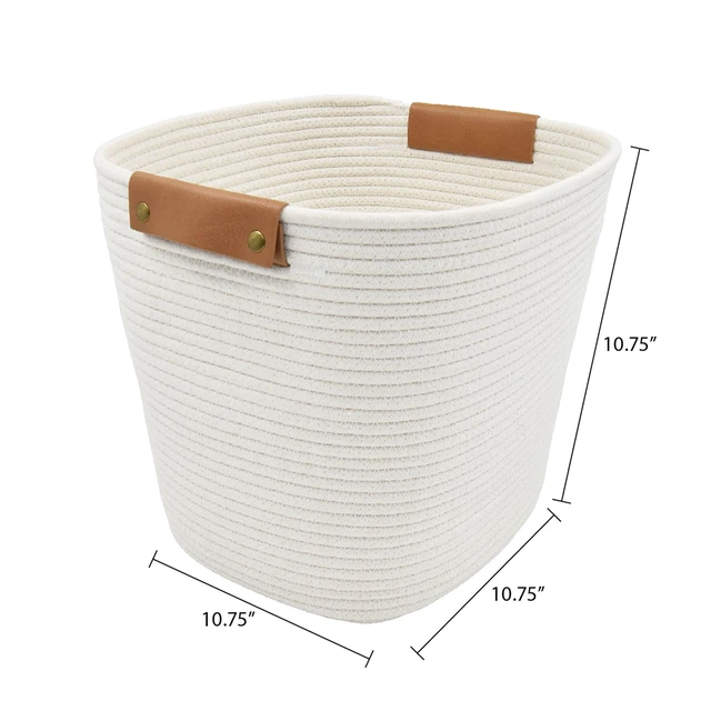 Alt view image 6 of 6 - Better Homes & Gardens Medium White Cotton Rope Decorative Storage Basket