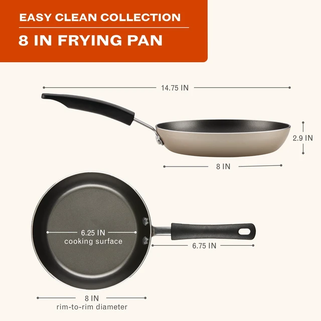 Alt view image 6 of 6 - Farberware Easy Clean 8-Inch Nonstick Frying Pan, Dishwasher Safe, Champagne