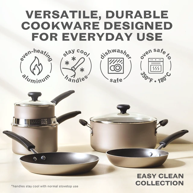Alt view image 5 of 6 - Farberware Easy Clean 8-Inch Nonstick Frying Pan, Dishwasher Safe, Champagne