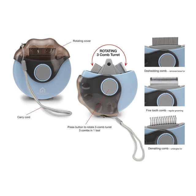 Alt view image 6 of 6 - KennelMaster Blue 3-in-1 Multi-Function Pet Comb for Dogs and Cats