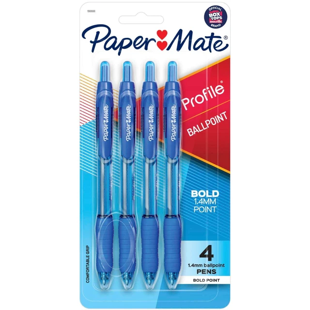 Alt view image 3 of 5 - Paper Mate Profile Retractable Ballpoint Pen, Bold Point, 1.4mm, Blue, 3-Pack