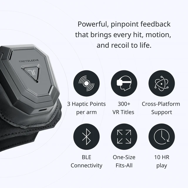 Alt view image 3 of 6 - bHaptics FPS Bundle - TactSuit Pro Haptic Vest + TactSleeve Haptic Armbands for PC and VR Gaming, 32 Feedback Points, Bluetooth, Native Game Support