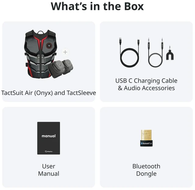 Alt view image 7 of 7 - bHaptics Starter Bundle - TactSuit Air Haptic Vest + TactSleeve Haptic Armbands for PC and VR Gaming, 16 Feedback Points, Bluetooth, Native Game Support - Onyx