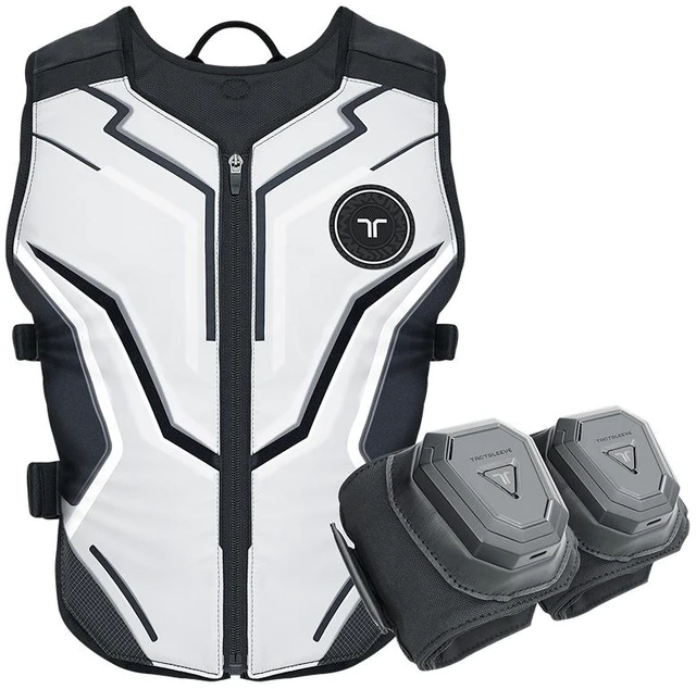 Main image of bHaptics Starter Bundle - TactSuit Air Haptic Vest + TactSleeve Haptic Armbands for PC and VR Gaming, 16 Feedback Points, Bluetooth, Native Game Support - Ash
