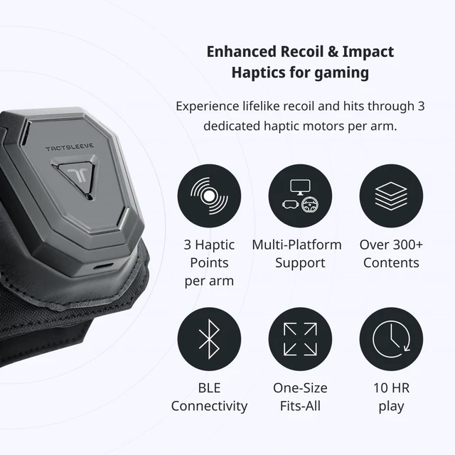 Alt view image 3 of 7 - bHaptics Starter Bundle - TactSuit Air Haptic Vest + TactSleeve Haptic Armbands for PC and VR Gaming, 16 Feedback Points, Bluetooth, Native Game Support - Camo